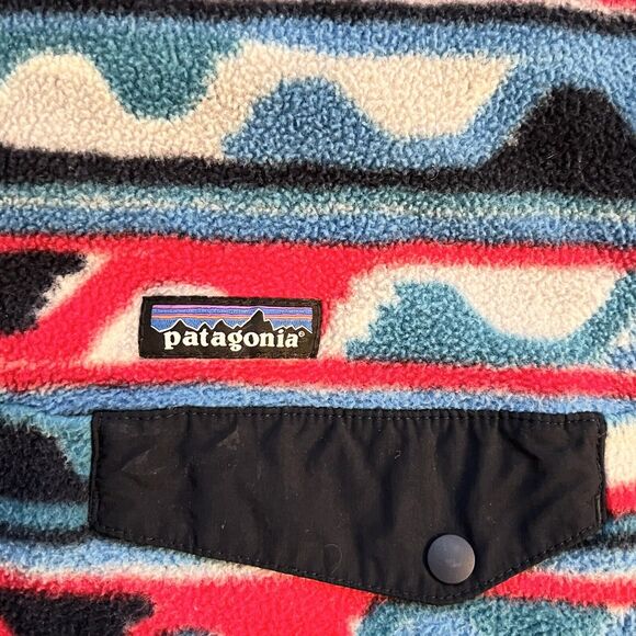 Patagonia Men’s Synchilla Snap-T Fleece Pullover Size X-SMALL Aztec Red/Blue - Picture 5 of 8